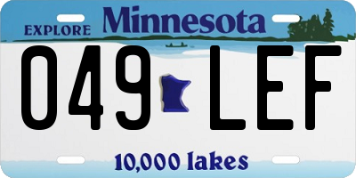 MN license plate 049LEF