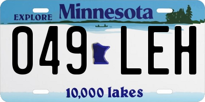 MN license plate 049LEH