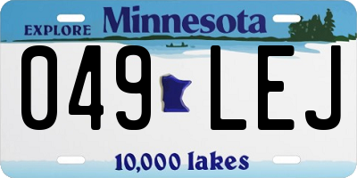 MN license plate 049LEJ