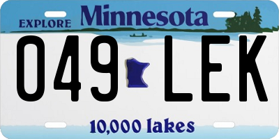MN license plate 049LEK