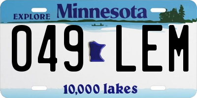MN license plate 049LEM