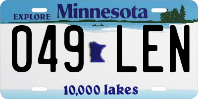 MN license plate 049LEN