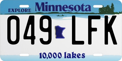 MN license plate 049LFK