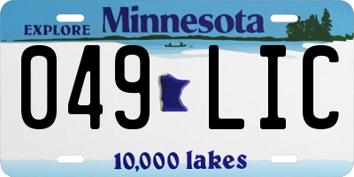 MN license plate 049LIC