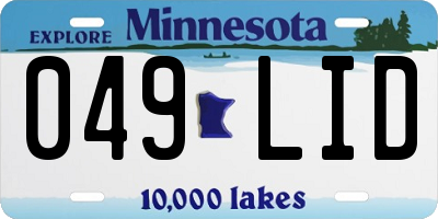 MN license plate 049LID