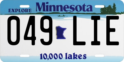 MN license plate 049LIE