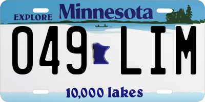 MN license plate 049LIM