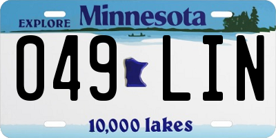 MN license plate 049LIN
