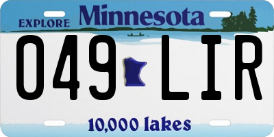 MN license plate 049LIR