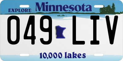 MN license plate 049LIV