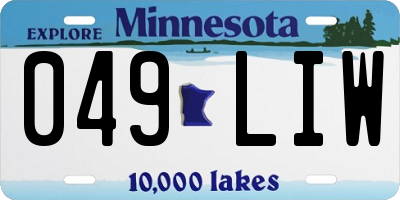 MN license plate 049LIW