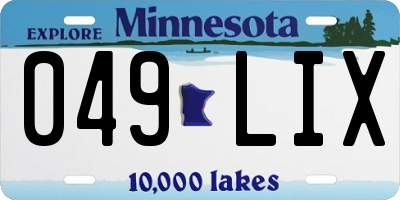 MN license plate 049LIX