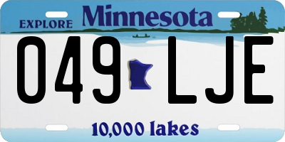 MN license plate 049LJE