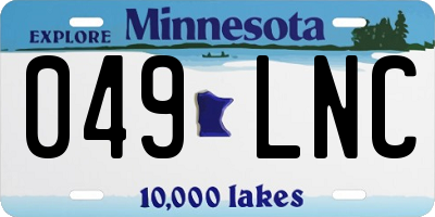 MN license plate 049LNC