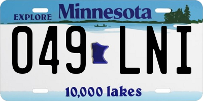 MN license plate 049LNI