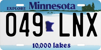 MN license plate 049LNX