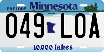 MN license plate 049LOA