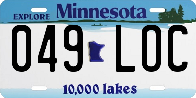 MN license plate 049LOC