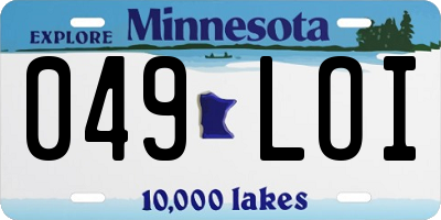 MN license plate 049LOI