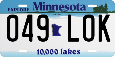 MN license plate 049LOK