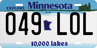 MN license plate 049LOL