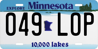 MN license plate 049LOP