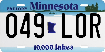 MN license plate 049LOR