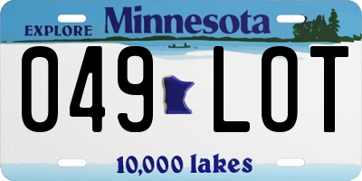 MN license plate 049LOT