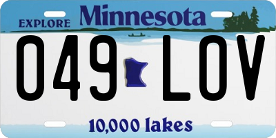 MN license plate 049LOV