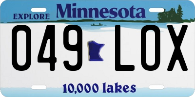 MN license plate 049LOX