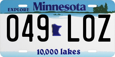 MN license plate 049LOZ