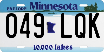MN license plate 049LQK