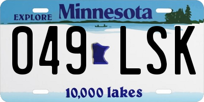 MN license plate 049LSK