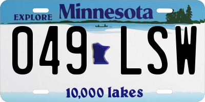 MN license plate 049LSW