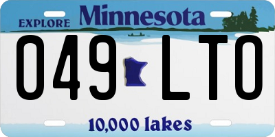 MN license plate 049LTO