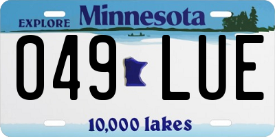 MN license plate 049LUE