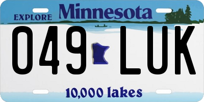MN license plate 049LUK