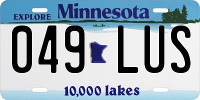 MN license plate 049LUS
