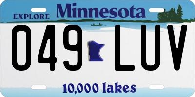 MN license plate 049LUV