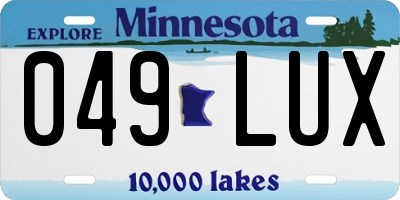 MN license plate 049LUX