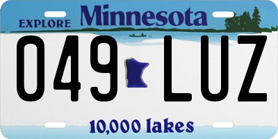 MN license plate 049LUZ