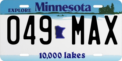 MN license plate 049MAX
