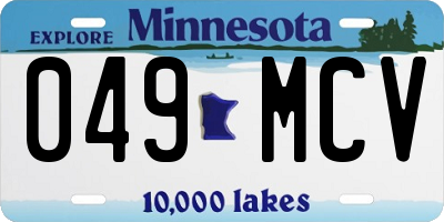 MN license plate 049MCV