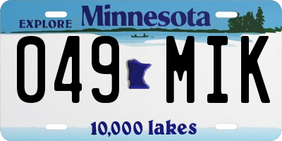 MN license plate 049MIK