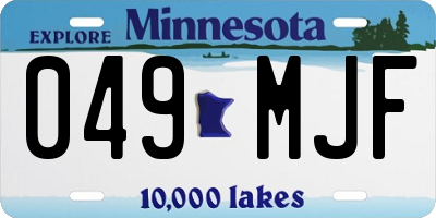 MN license plate 049MJF