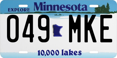 MN license plate 049MKE