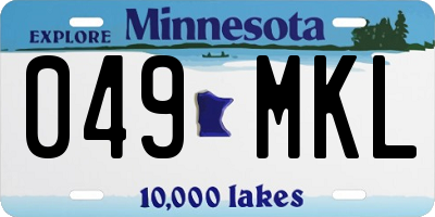 MN license plate 049MKL