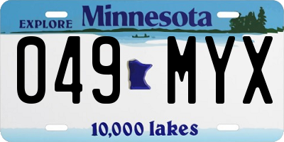 MN license plate 049MYX