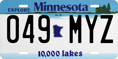 MN license plate 049MYZ