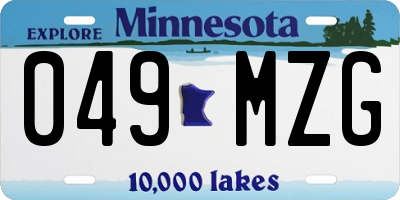 MN license plate 049MZG